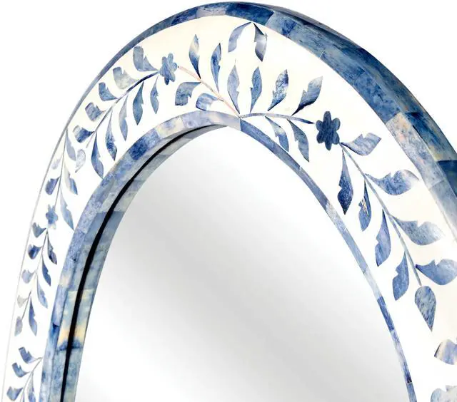 Alt view image 2 of 3 - Trubadur and Bone Inlay Wall Mirrored in White and Blue 5528417
