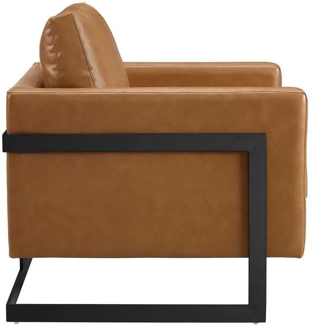 Alt view image 8 of 13 - Posse Vegan Leather Accent Chair Black Tan