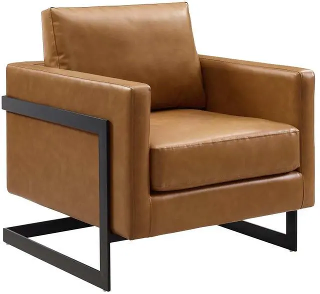 Alt view image 7 of 13 - Posse Vegan Leather Accent Chair Black Tan