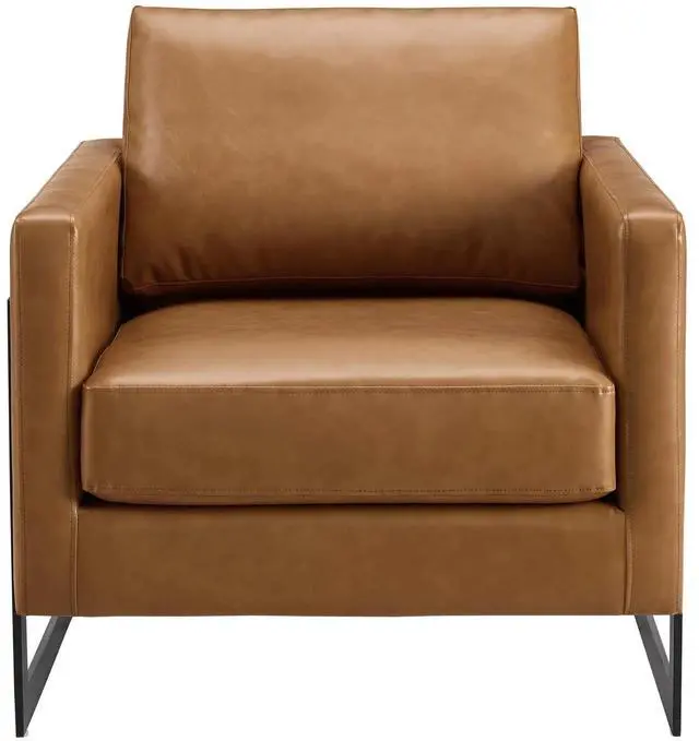 Alt view image 10 of 13 - Posse Vegan Leather Accent Chair Black Tan