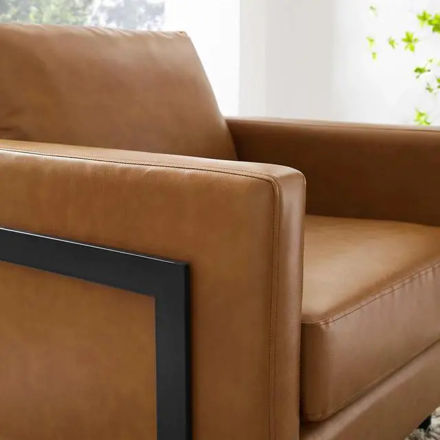 Alt view image 12 of 13 - Posse Vegan Leather Accent Chair Black Tan
