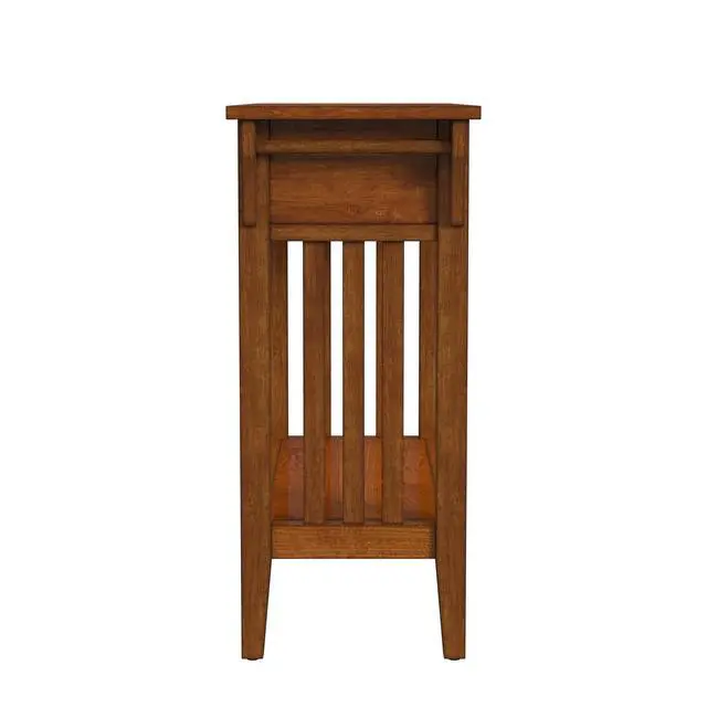 Alt view image 4 of 7 - Larina Burl 2- Drawer Console Table in Medium Brown 5217101