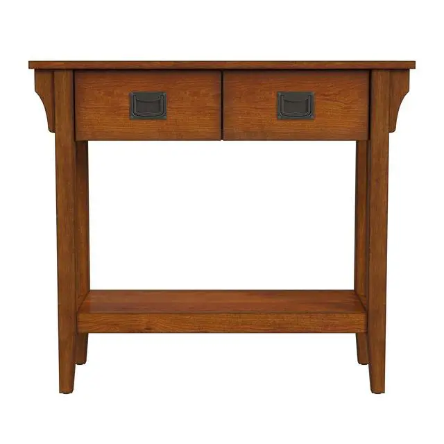 Alt view image 3 of 7 - Larina Burl 2- Drawer Console Table in Medium Brown 5217101