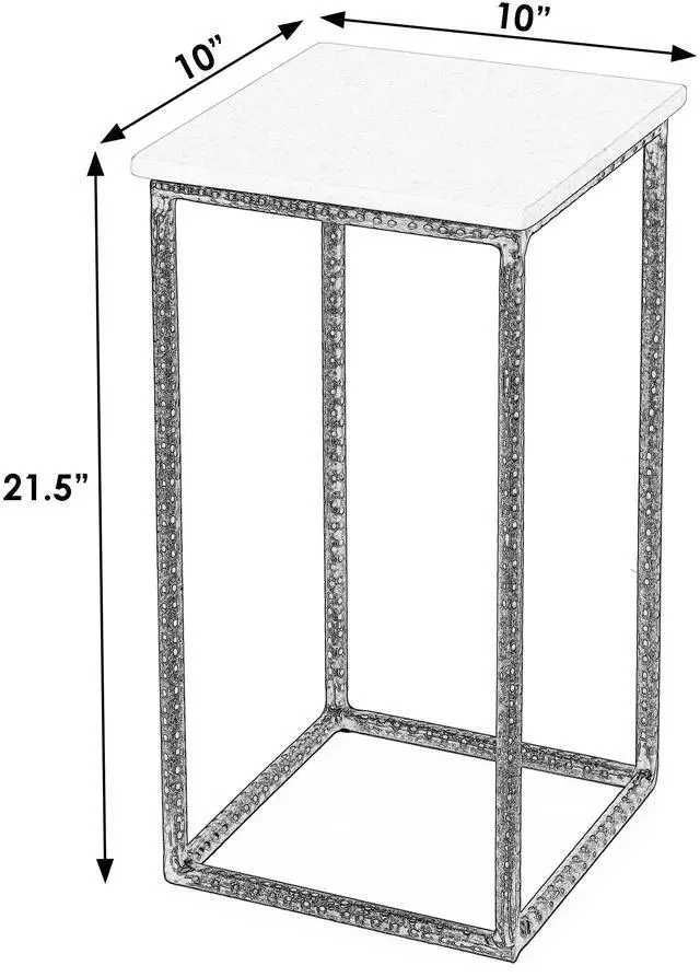Alt view image 6 of 6 - Mabel Marble and Hammered Iron Side Table in White and Black 5688389