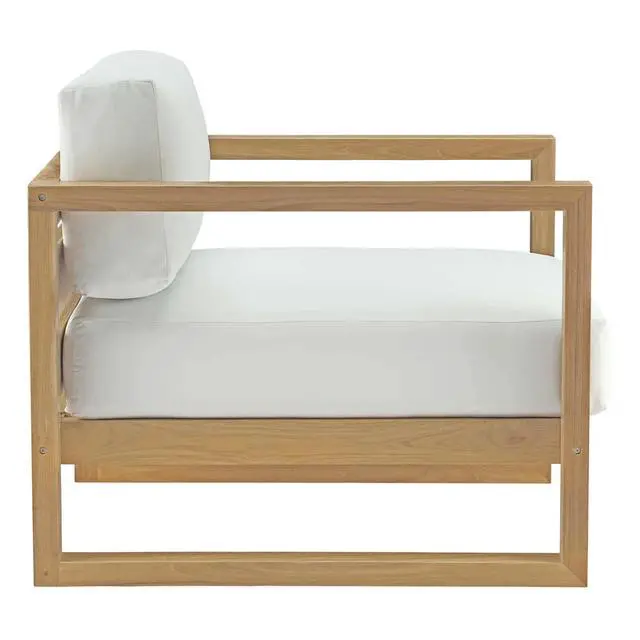 Alt view image 2 of 5 - Upland Outdoor Patio Teak Armchair Natural White EEI-2706-NAT-WHI