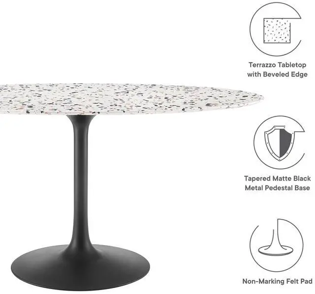 Alt view image 4 of 7 - Lippa 60" Oval Dining Table - Terrazzo, Walnut Wood Grain, and Wood Grain Options
