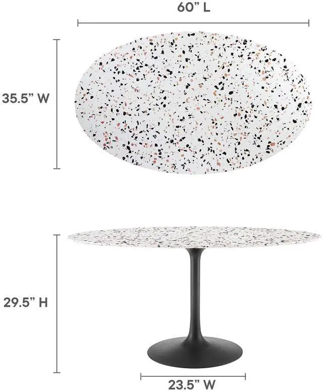 Alt view image 5 of 7 - Lippa 60" Oval Dining Table - Terrazzo, Walnut Wood Grain, and Wood Grain Options