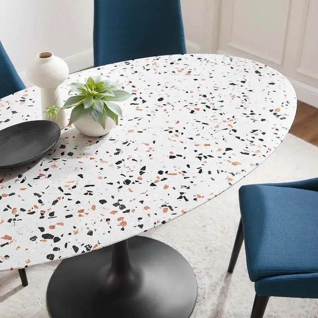 Alt view image 6 of 7 - Lippa 60" Oval Dining Table - Terrazzo, Walnut Wood Grain, and Wood Grain Options