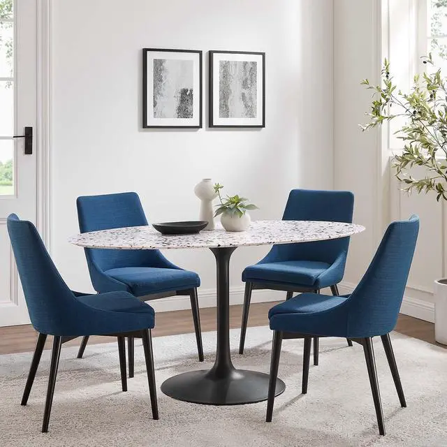 Alt view image 7 of 7 - Lippa 60" Oval Dining Table - Terrazzo, Walnut Wood Grain, and Wood Grain Options