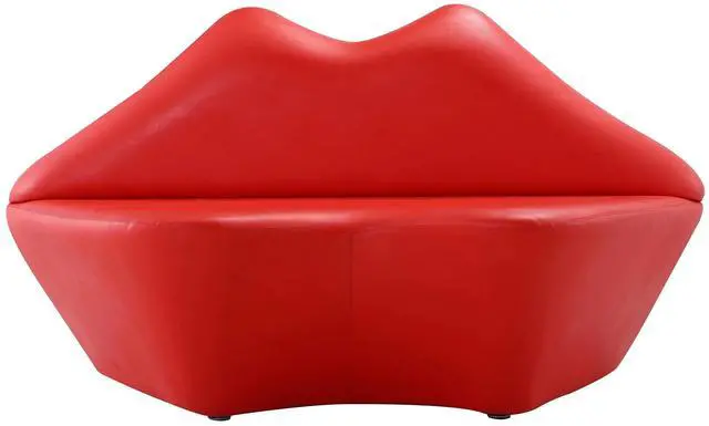 Main image of Kiss Modern Vegan Leather Loveseat in Red LS010-RD
