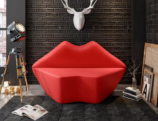 Alt view image 2 of 7 - Kiss Modern Vegan Leather Loveseat in Red LS010-RD