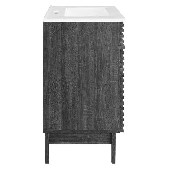 Alt view image 2 of 7 - Render 30" Bathroom Vanity Cabinet Charcaol White EEI-5422-CHA-WHI