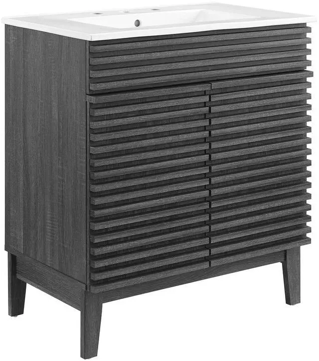 Main image of Render 30" Bathroom Vanity Cabinet Charcaol White EEI-5422-CHA-WHI