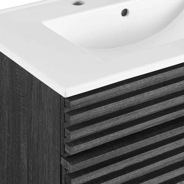 Alt view image 6 of 7 - Render 30" Bathroom Vanity Cabinet Charcaol White EEI-5422-CHA-WHI