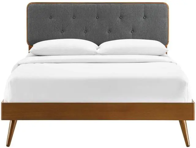 Alt view image 4 of 7 - Bridgette Queen Wood Platform Bed With Splayed Legs Walnut Charcoal MOD-6388-WAL-CHA