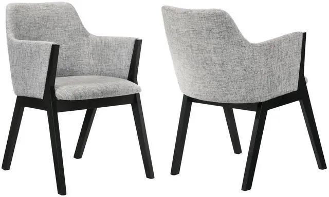 Main image of Renzo Light Gray Fabric and Black Wood Dining Side Chairs - Set of 2