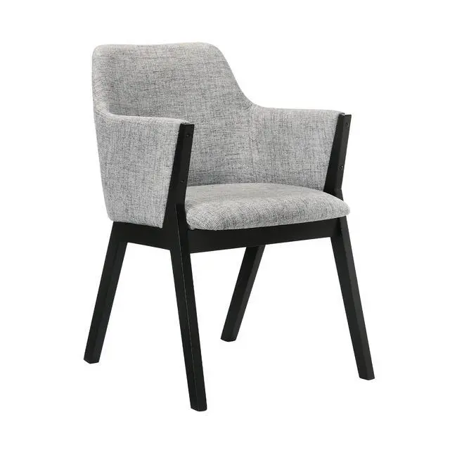Alt view image 3 of 7 - Renzo Light Gray Fabric and Black Wood Dining Side Chairs - Set of 2