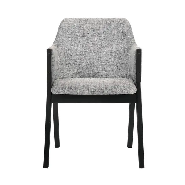 Alt view image 4 of 7 - Renzo Light Gray Fabric and Black Wood Dining Side Chairs - Set of 2