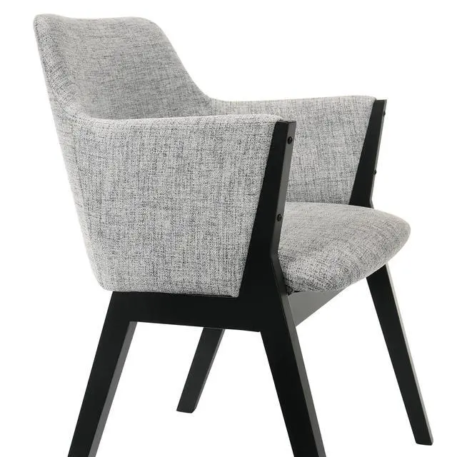 Alt view image 6 of 7 - Renzo Light Gray Fabric and Black Wood Dining Side Chairs - Set of 2
