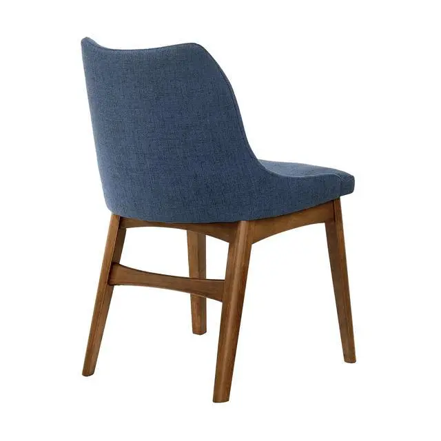 Alt view image 5 of 7 - Azalea Blue Fabric and Walnut Wood Dining Side Chairs - Set of 2
