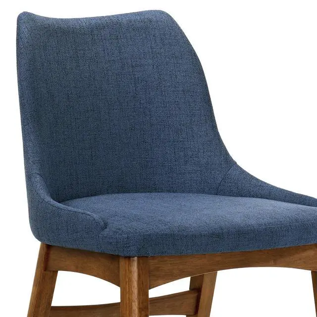 Alt view image 6 of 7 - Azalea Blue Fabric and Walnut Wood Dining Side Chairs - Set of 2