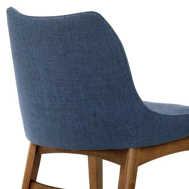 Alt view image 7 of 7 - Azalea Blue Fabric and Walnut Wood Dining Side Chairs - Set of 2
