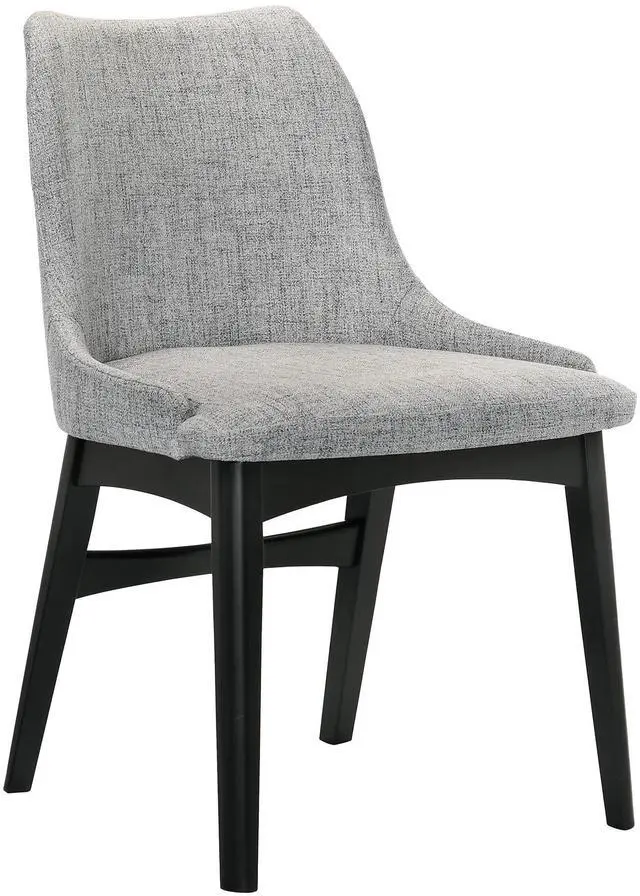 Alt view image 3 of 7 - Azalea Gray Fabric and Black Wood Dining Side Chairs - Set of 2