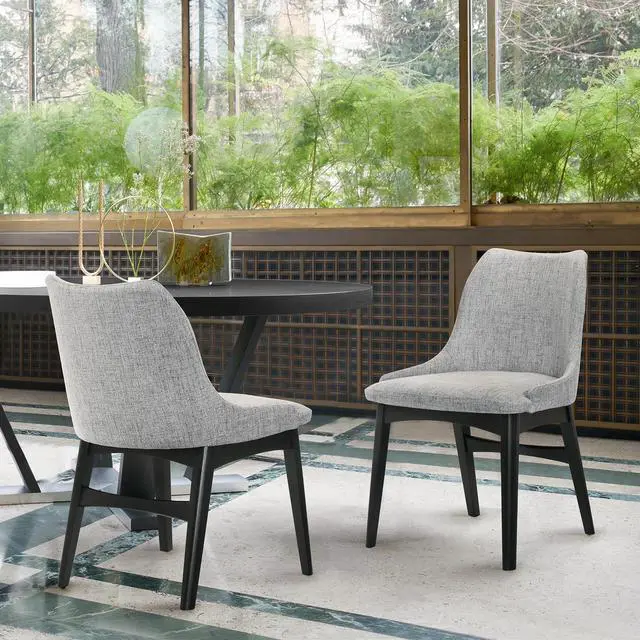 Alt view image 2 of 7 - Azalea Gray Fabric and Black Wood Dining Side Chairs - Set of 2