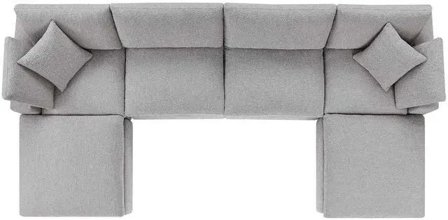 Alt view image 2 of 5 - Commix Down Filled Overstuffed Boucle 6-Piece Sectional Sofa Light Gray EEI-6366-LGR
