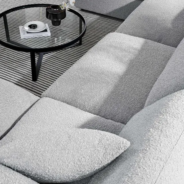 Alt view image 4 of 5 - Commix Down Filled Overstuffed Boucle 6-Piece Sectional Sofa Light Gray EEI-6366-LGR
