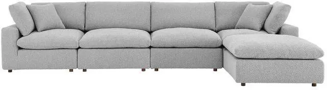 Alt view image 2 of 5 - Commix Down Filled Overstuffed Boucle Fabric 5-Piece Sectional Sofa Light Gray EEI-6365-LGR