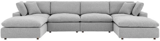 Main image of Commix Down Filled Overstuffed Boucle 6-Piece Sectional Sofa Light Gray EEI-6366-LGR