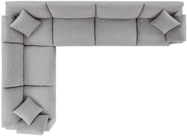 Alt view image 2 of 5 - Commix Down Filled Overstuffed Boucle Fabric 6-Piece Sectional Sofa Light Gray EEI-6369-LGR
