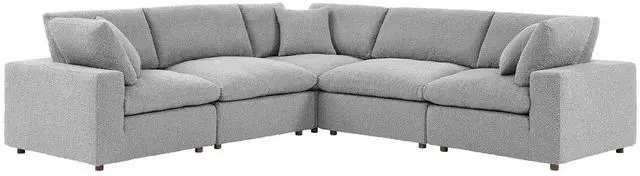 Main image of Commix Down Filled Overstuffed Boucle 5-Piece Sectional Sofa Light Gray EEI-6368-LGR