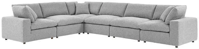 Main image of Commix Down Filled Overstuffed Boucle Fabric 6-Piece Sectional Sofa Light Gray EEI-6369-LGR