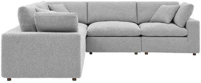 Alt view image 2 of 5 - Commix Down Filled Overstuffed Boucle 5-Piece Sectional Sofa Light Gray EEI-6368-LGR