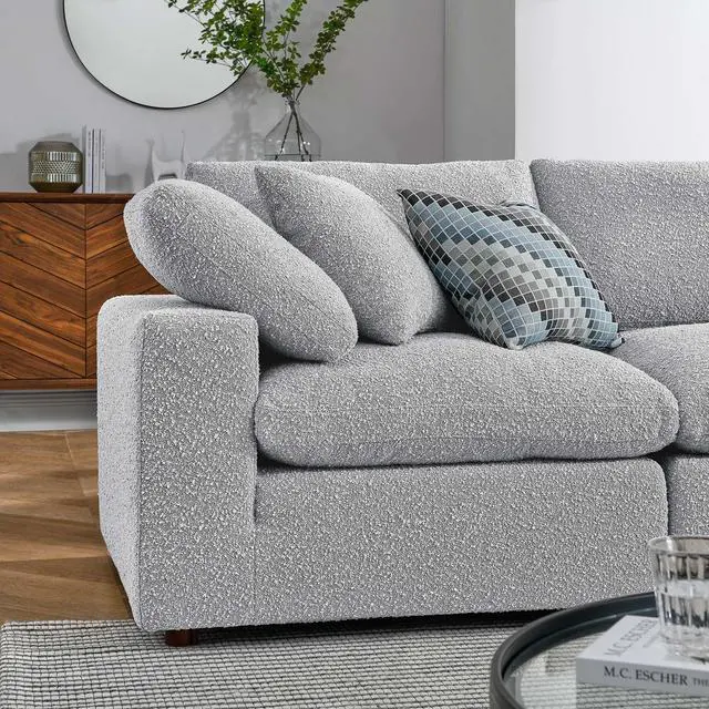 Alt view image 4 of 5 - Commix Down Filled Overstuffed Boucle 5-Piece Sectional Sofa Light Gray EEI-6368-LGR