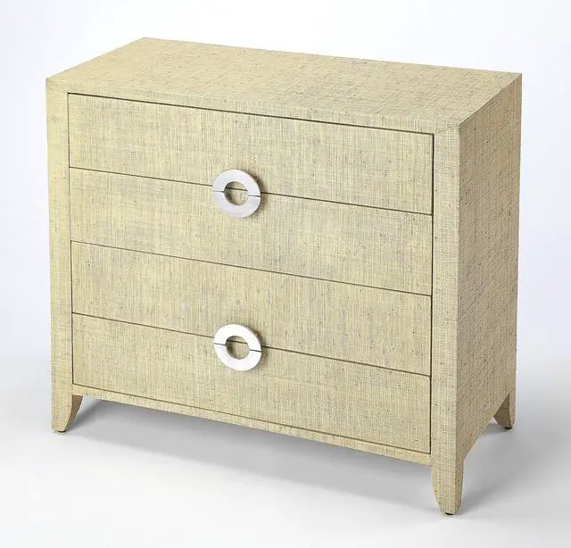 Main image of Amelle 4-Drawer Raffia Accent Chest in Cream,Yellow 4483349