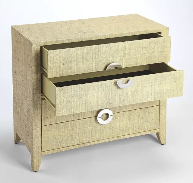Alt view image 2 of 7 - Amelle 4-Drawer Raffia Accent Chest in Cream,Yellow 4483349