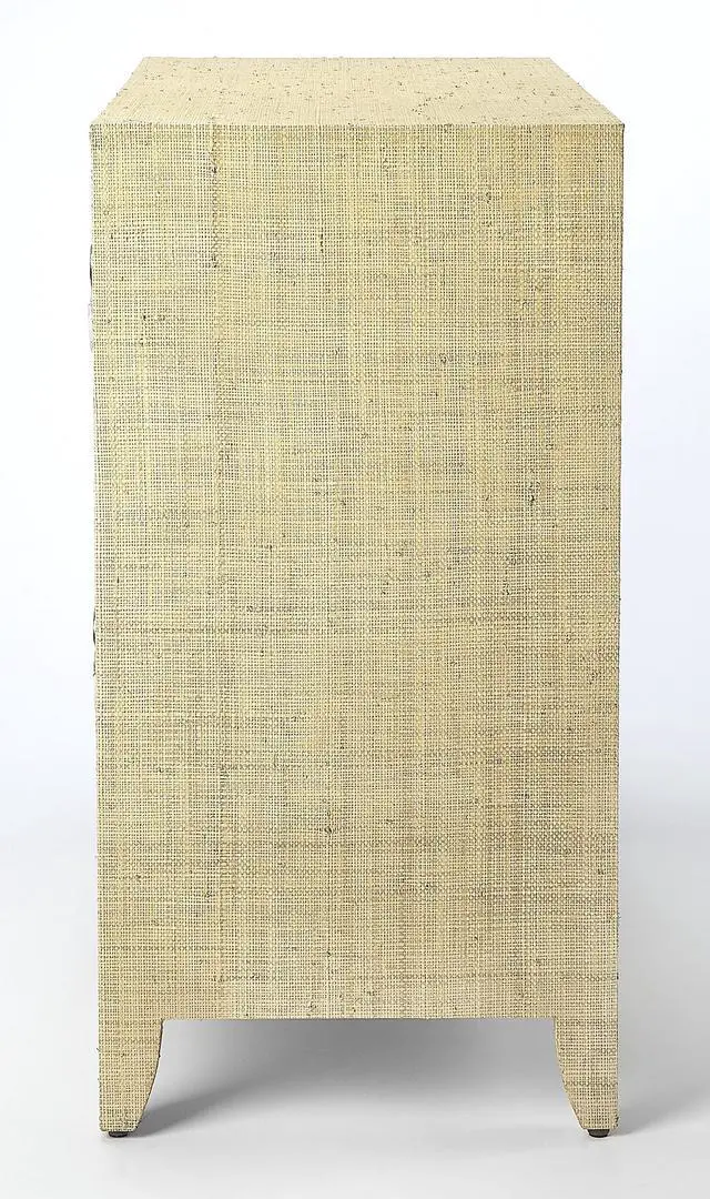 Alt view image 5 of 7 - Amelle 4-Drawer Raffia Accent Chest in Cream,Yellow 4483349
