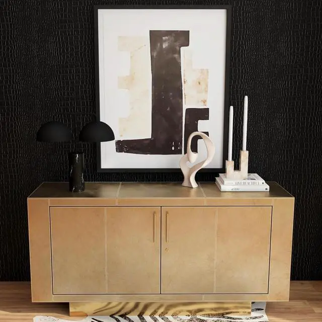 Alt view image 3 of 4 - Francois Leather 70.5" Buffet Sideboard in Gold 3736350