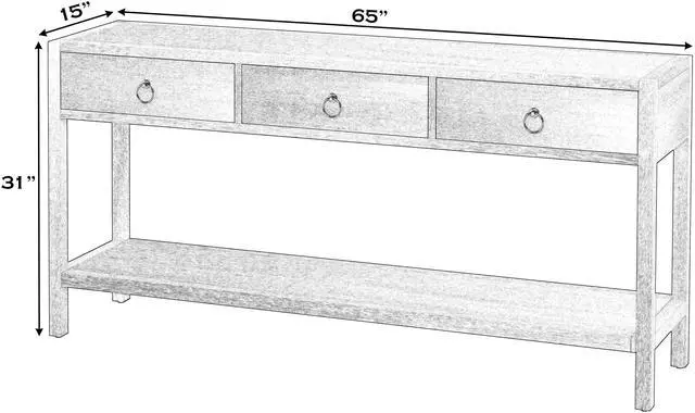Alt view image 4 of 7 - Lark 3 Drawer 65" Console Table in White 5701304
