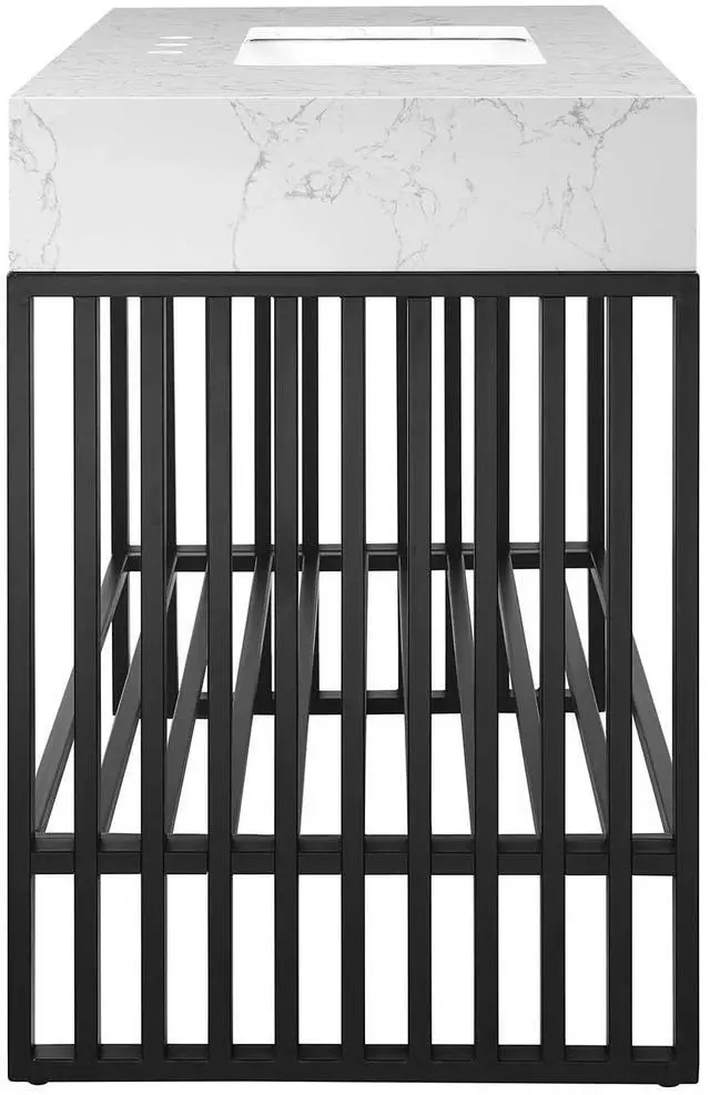 Alt view image 2 of 7 - Gridiron 48" Bathroom Vanity White Black EEI-6110-WHI-BLK