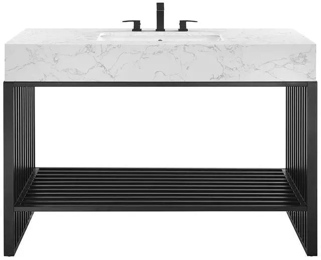 Alt view image 3 of 7 - Gridiron 48" Bathroom Vanity White Black EEI-6110-WHI-BLK
