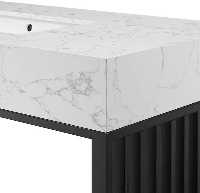 Alt view image 5 of 7 - Gridiron 48" Bathroom Vanity White Black EEI-6110-WHI-BLK