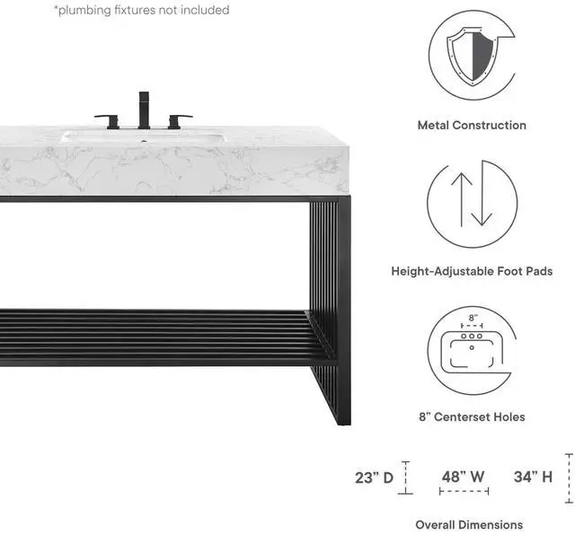 Alt view image 7 of 7 - Gridiron 48" Bathroom Vanity White Black EEI-6110-WHI-BLK