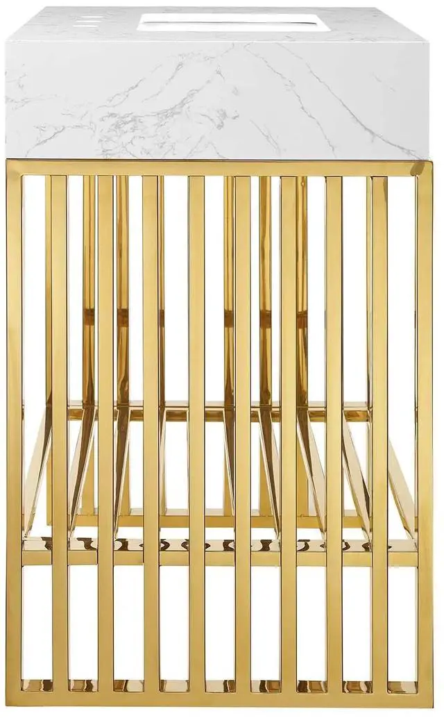Alt view image 2 of 7 - Gridiron 30" Bathroom Vanity White Gold EEI-6105-WHI-GLD