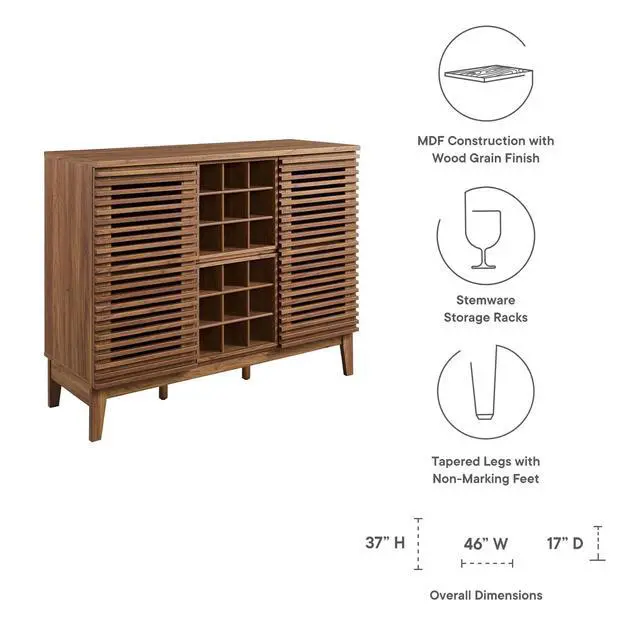 Alt view image 6 of 7 - Render Bar Cabinet Walnut EEI-6156-WAL