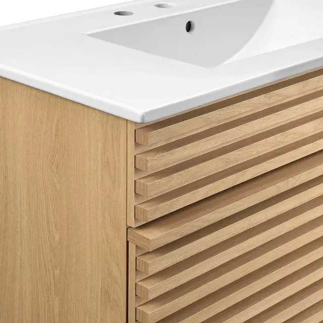 Alt view image 6 of 7 - Render 36" Bathroom Vanity Oak White EEI-4437-OAK-WHI