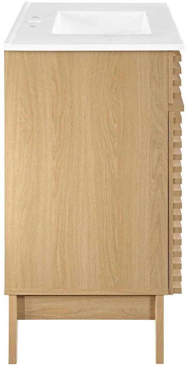 Alt view image 4 of 7 - Render 36" Bathroom Vanity Oak White EEI-4437-OAK-WHI
